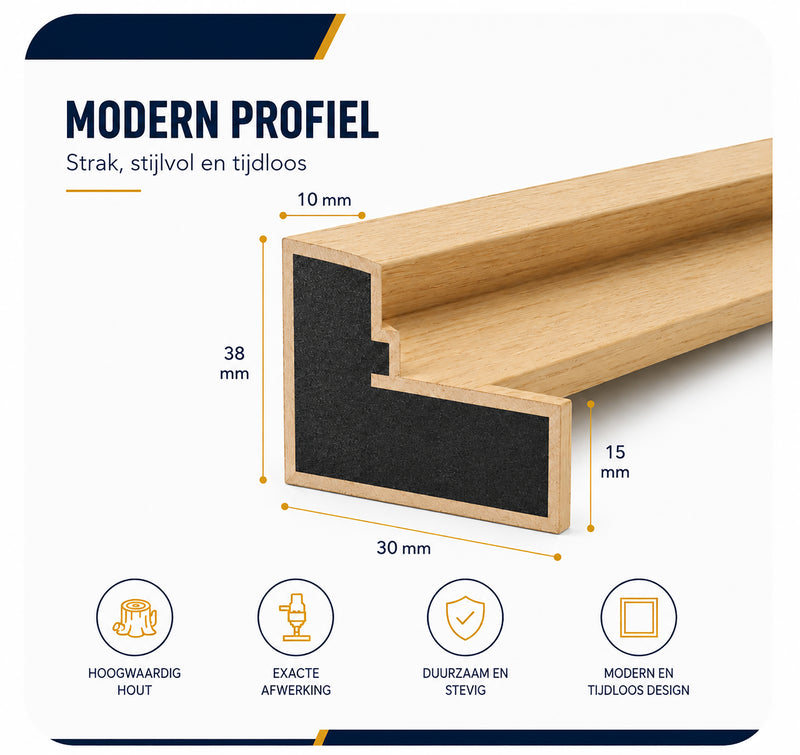 Combiframe DHZ 3-in-1 lijst (halve lijst!!), zwart