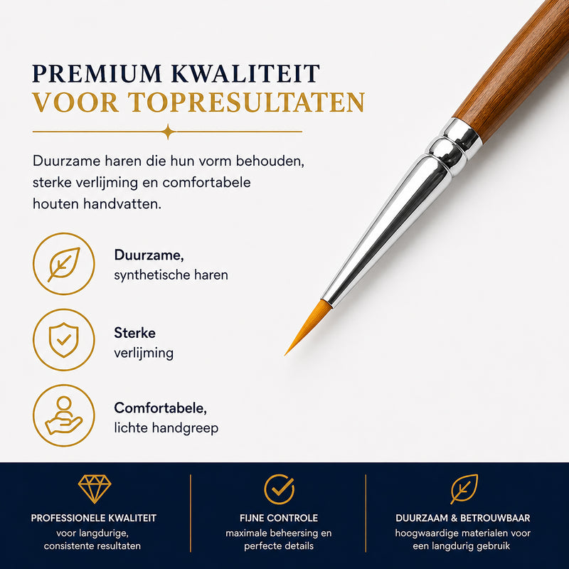 Arcana Art detailpenselen – set van 7 (maten 000 t/m 4)