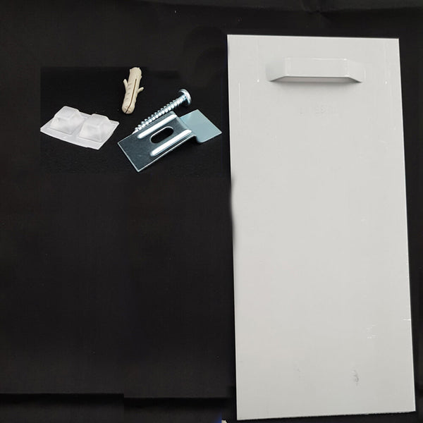 Ophangplaat voor plaatmateriaal set: 1 plaat 100 x 200 mm, voor 12 kg incl. 1 muurhaak, 1 plug, 1 schroef, 2 afstandhouders