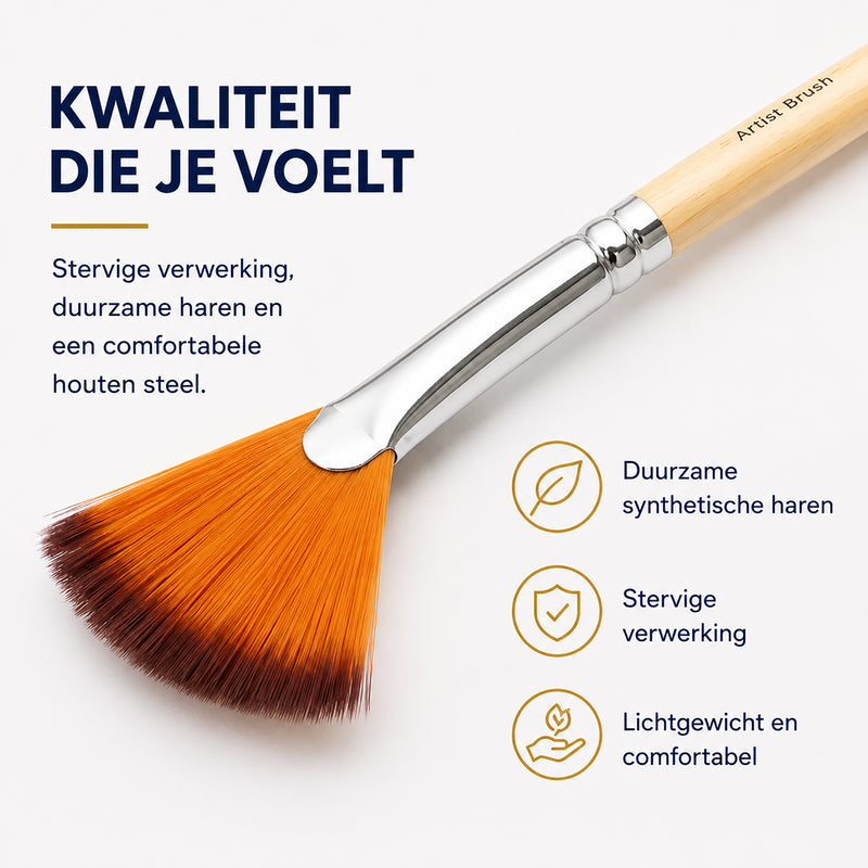 Arcana Art waaierpenselen – set van 5 (maten 2, 4, 6, 8 & 10)