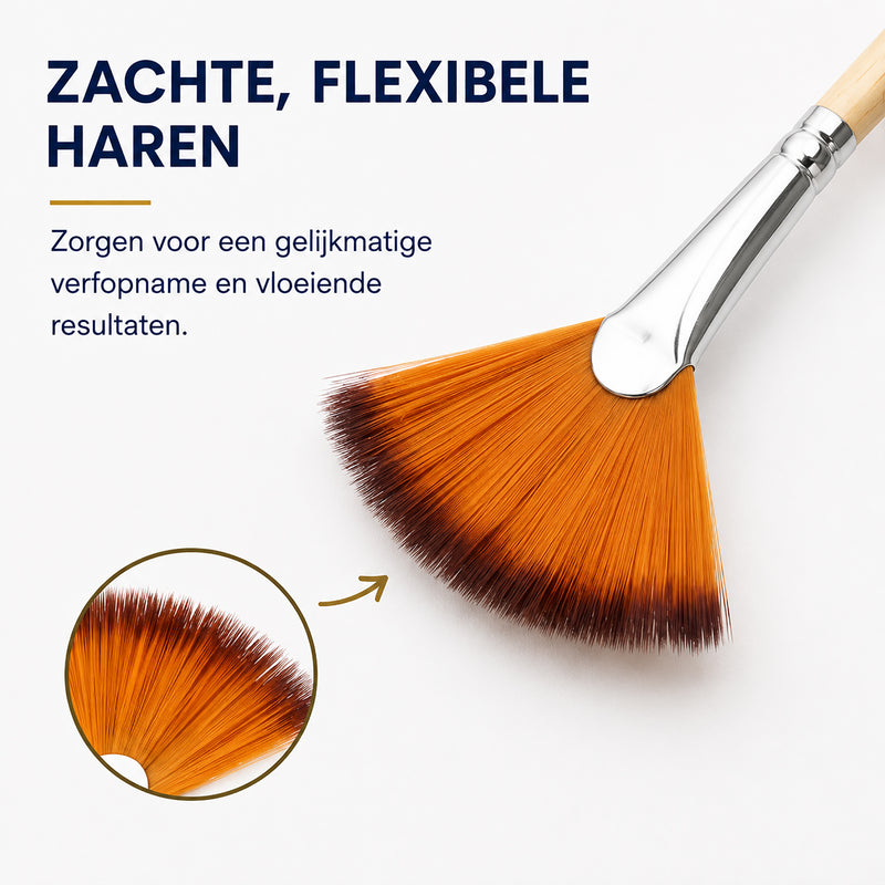 Arcana Art waaierpenselen – set van 5 (maten 2, 4, 6, 8 & 10)
