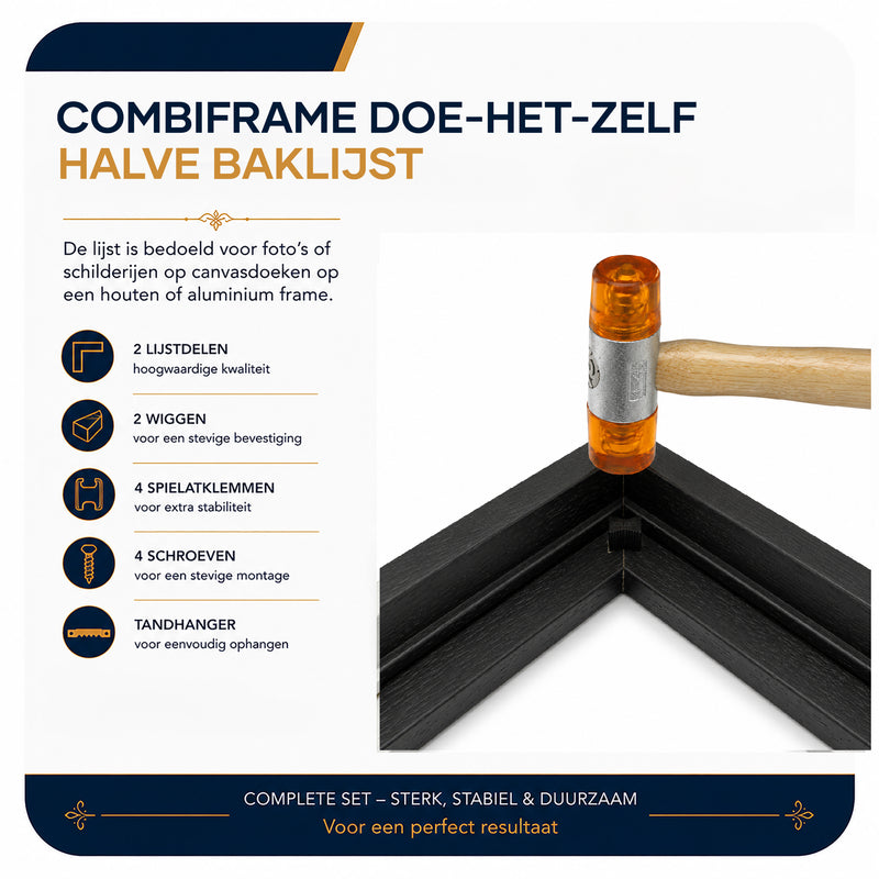 Combiframe DHZ 3-in-1 lijst (halve lijst!!), zwart